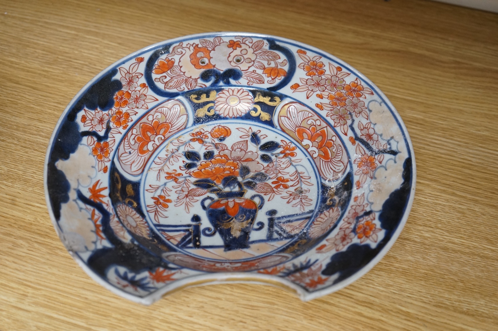 A Japanese Edo Arita barber's bowl, c.1700, 27cm diameter